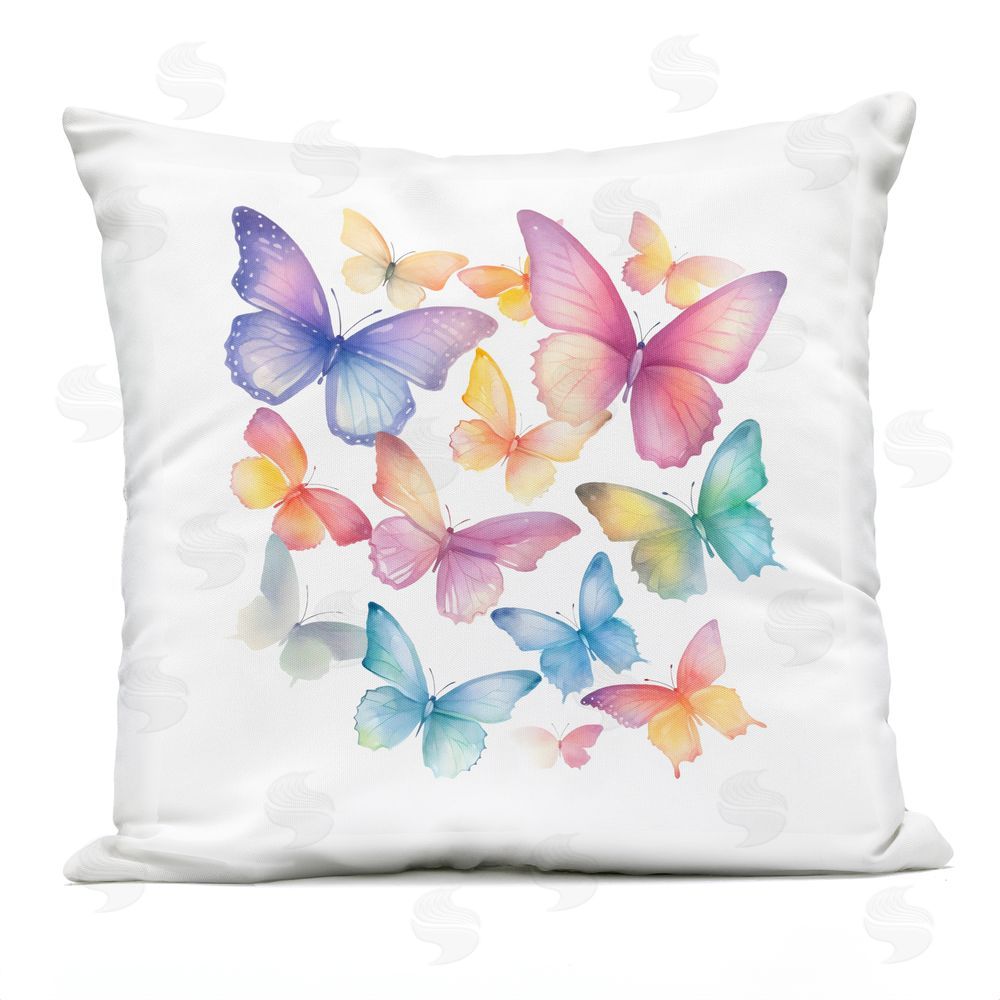 Creative Studio Rainbow Butterflies Rabble Outdoor Printed Throw Pillow