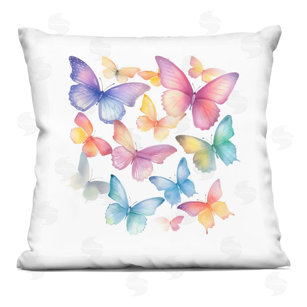 Creative Studio Rainbow Butterflies Rabble Printed Throw Pillow