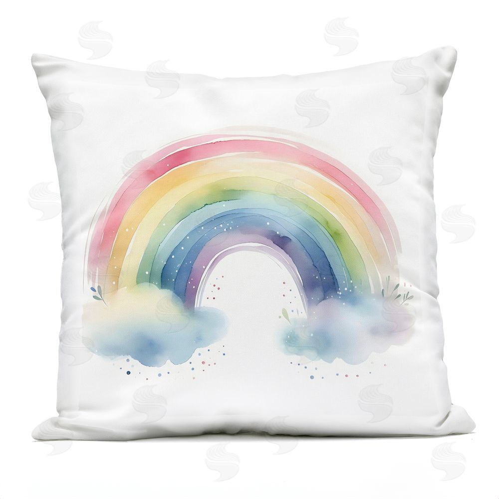 Creative Studio Soft Rainbow with Clouds Outdoor Printed Throw Pillow