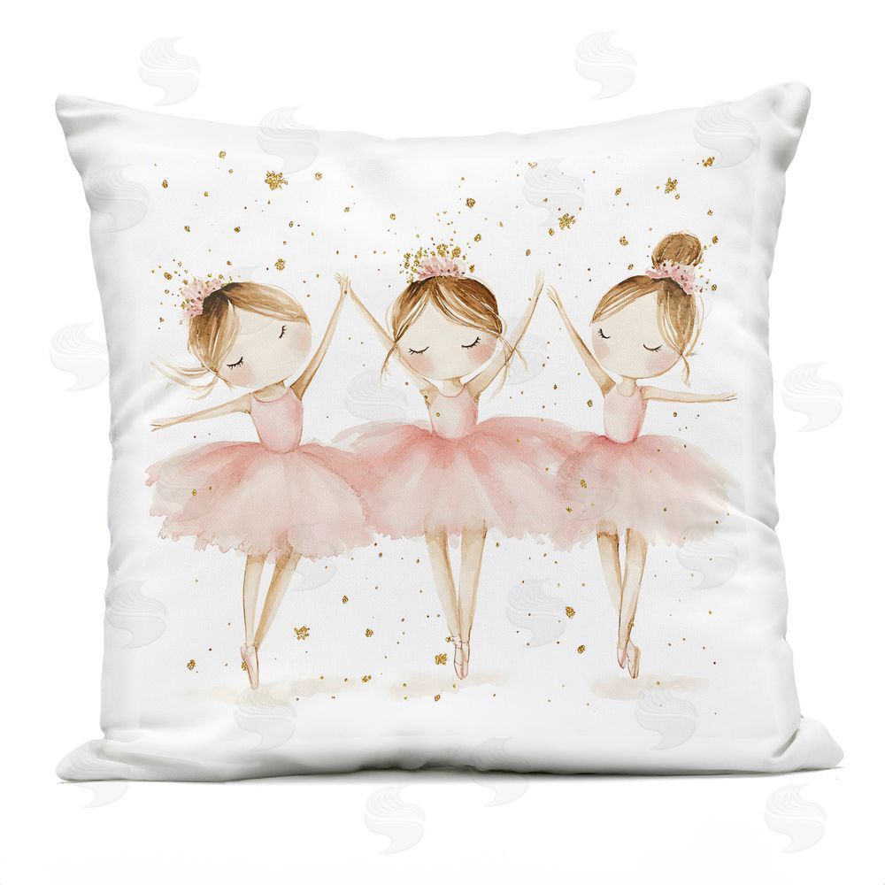 Creative Studio Trio Of Ballerinas Outdoor Printed Throw Pillow