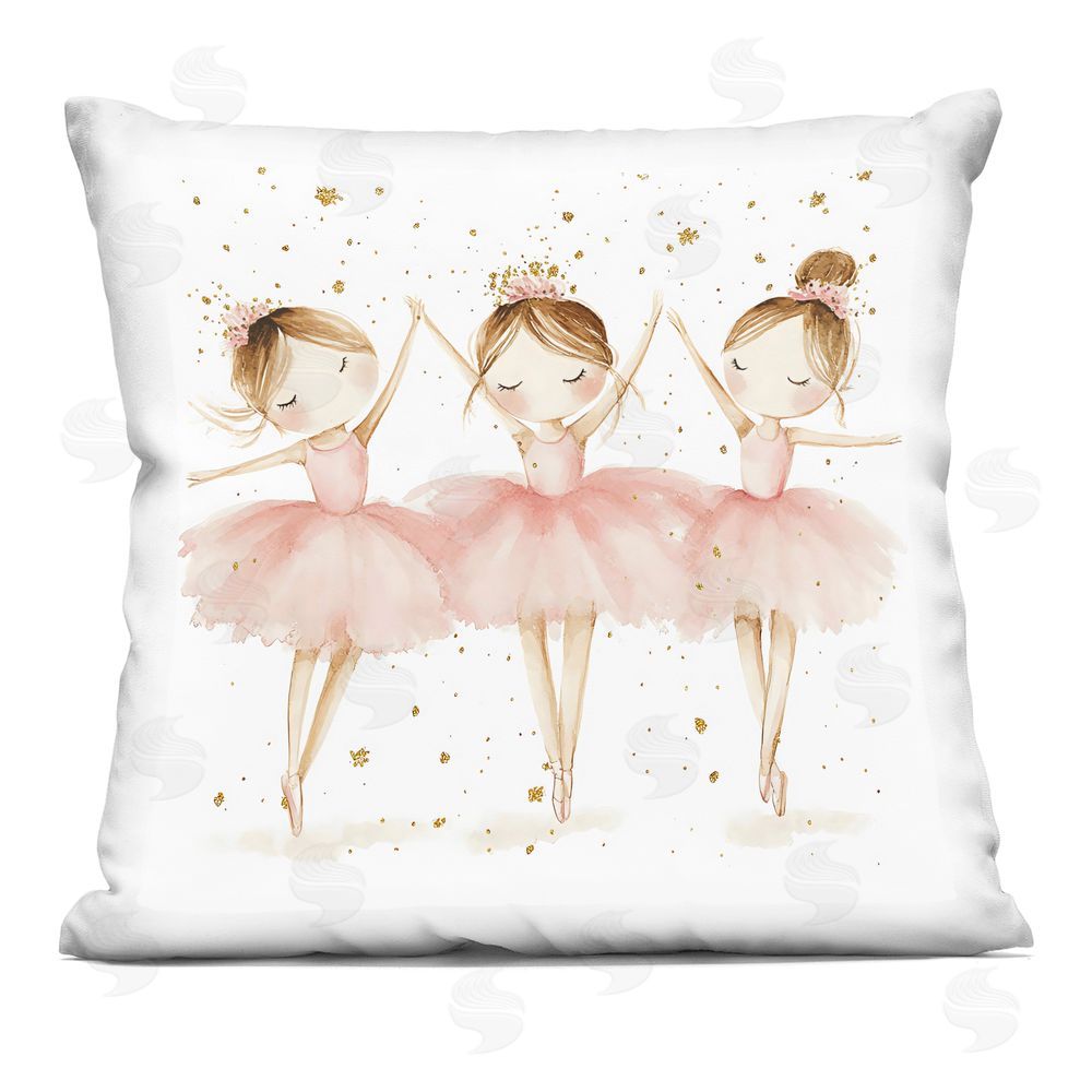 Creative Studio Trio Of Ballerinas Printed Throw Pillow