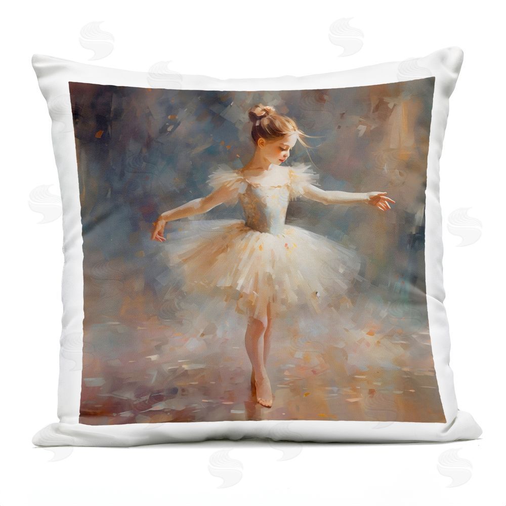 Creative Studio Ballerina In White Tutu Outdoor Printed Throw Pillow