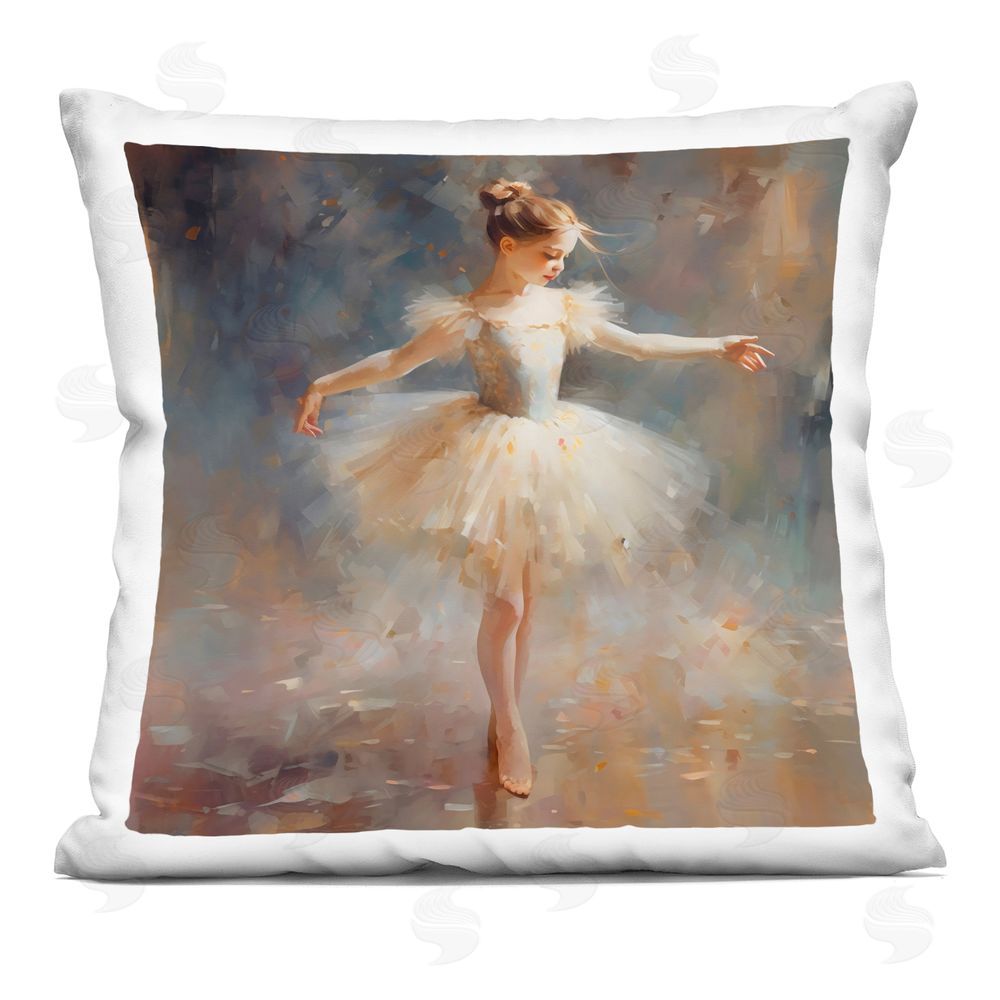 Creative Studio Ballerina In White Tutu Printed Throw Pillow