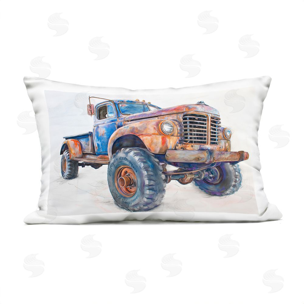 Steve Hunziker Old Rustic Truck Illustration Outdoor Printed Throw Pillow