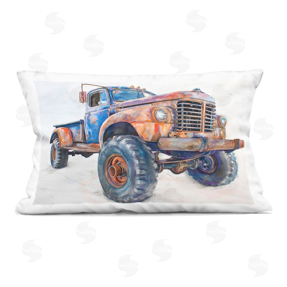 Steve Hunziker Old Rustic Truck Illustration Printed Throw Pillow