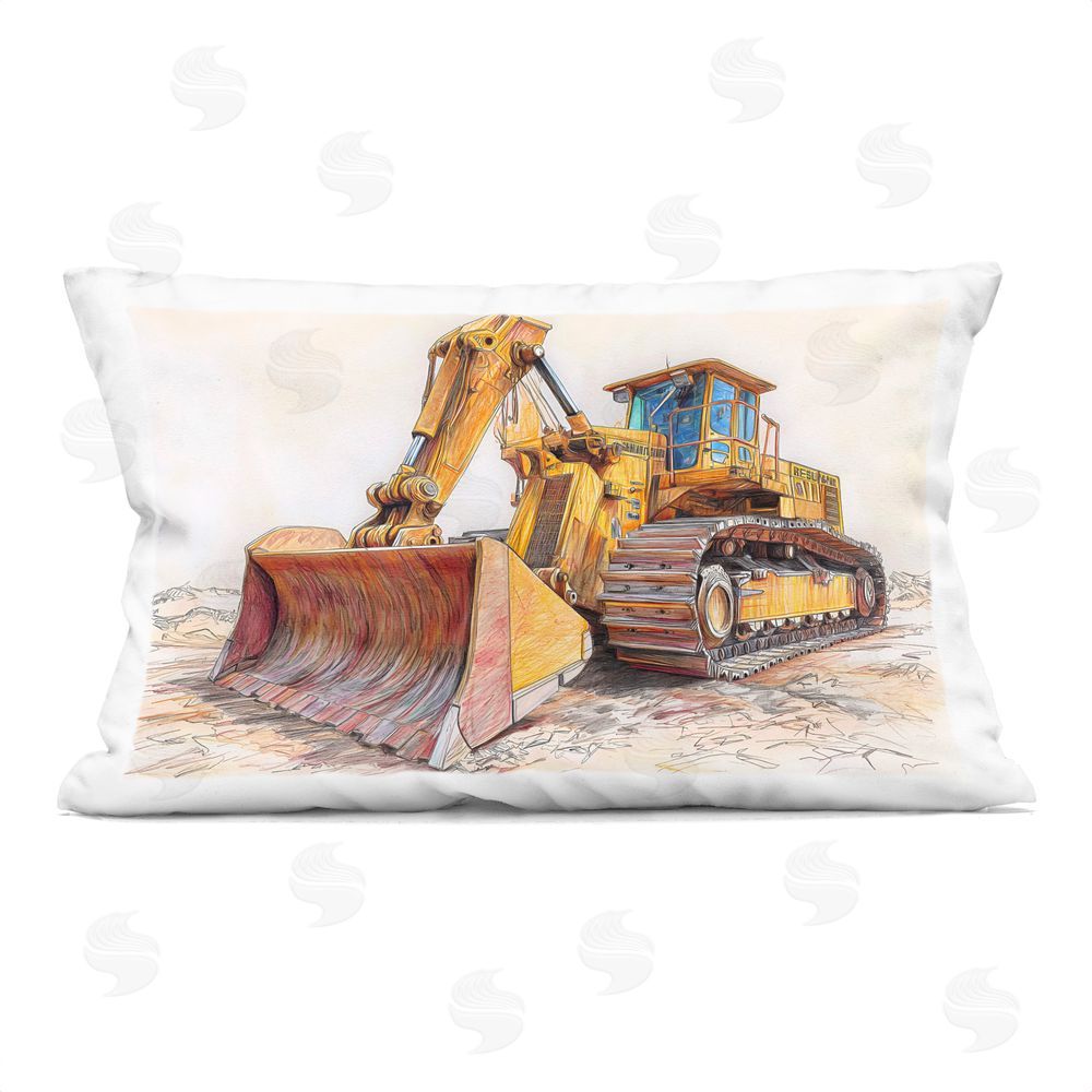 Steve Hunziker Industrial Bulldozer Drawing Printed Throw Pillow