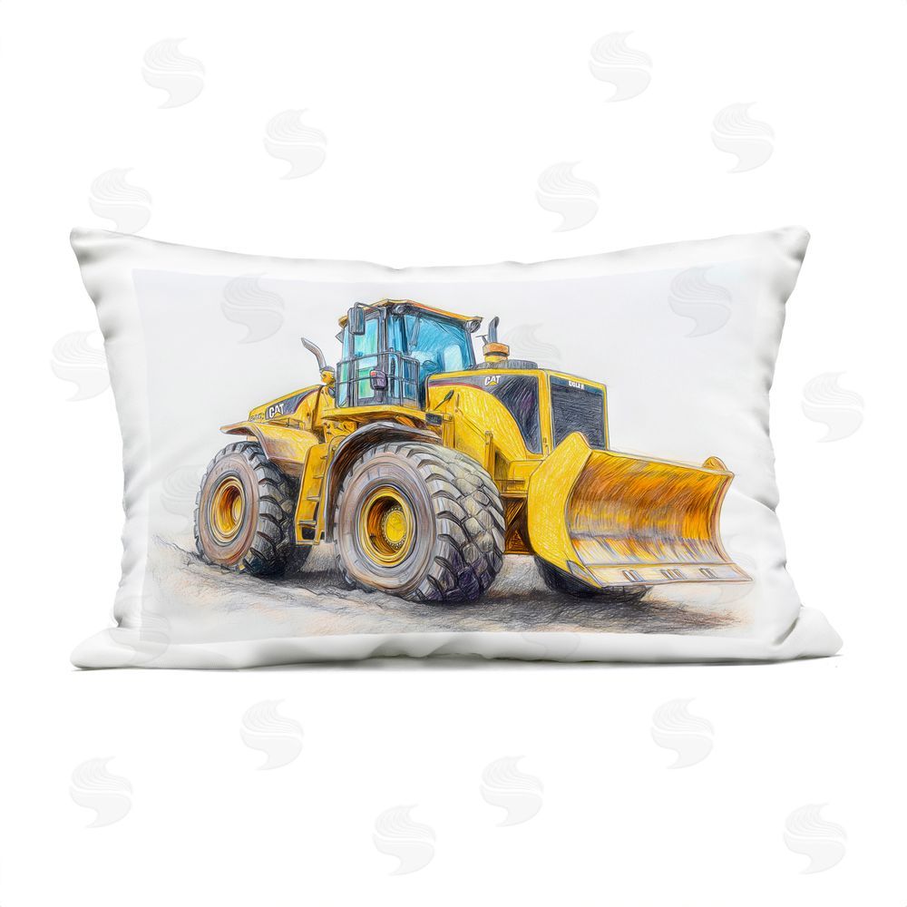 Steve Hunziker Industrial Excavator Drawing Outdoor Printed Throw Pillow