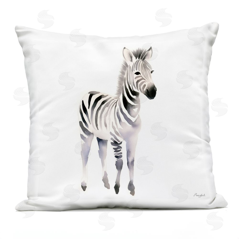 Roozbeh Minimal Zebra Foal Outdoor Printed Throw Pillow