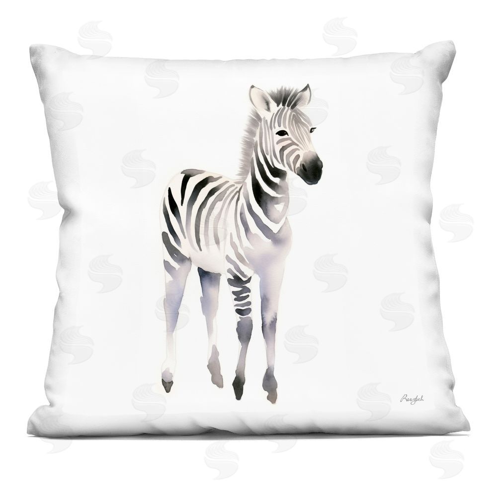 Roozbeh Minimal Zebra Foal Printed Throw Pillow