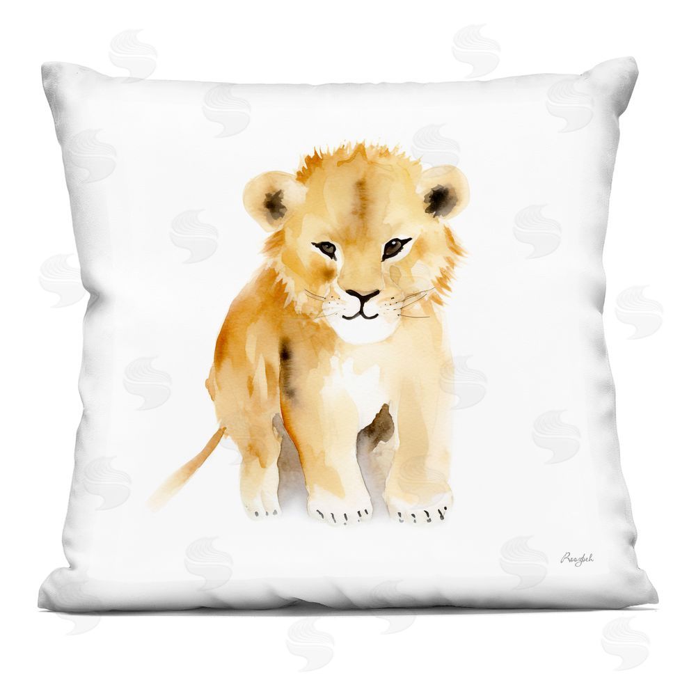 Roozbeh Minimal Lion Cub Printed Throw Pillow