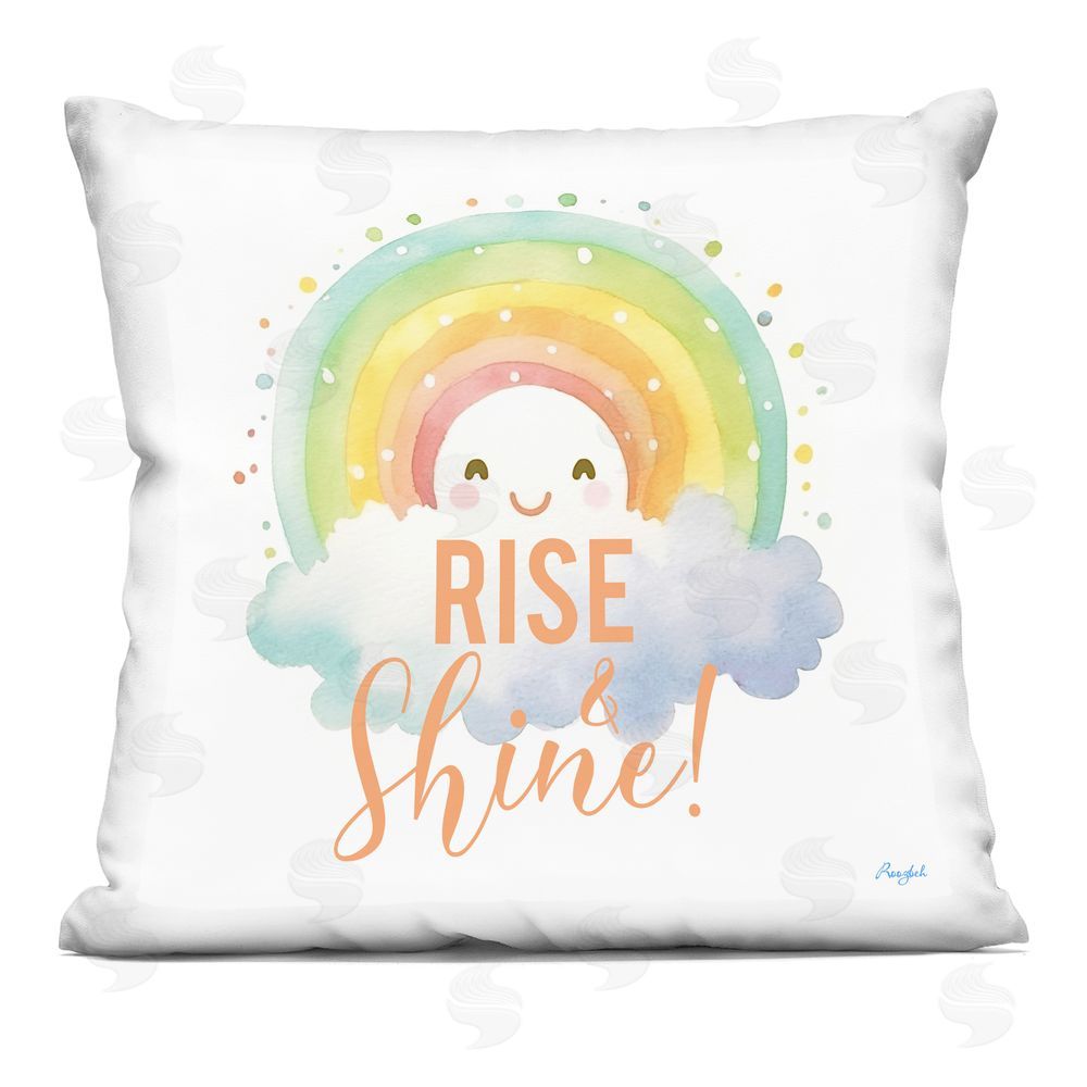 Roozbeh Rise Shine Happy Rainbow Printed Throw Pillow