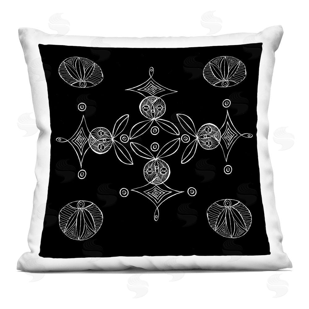 El Perkin Simple Monochrome Fractals Printed Throw Pillow