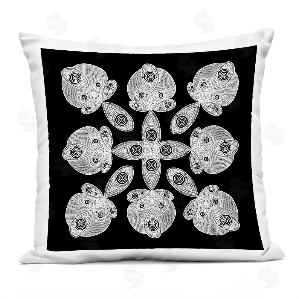 El Perkin Fractal Symmetry in Monochrome Outdoor Printed Throw Pillow