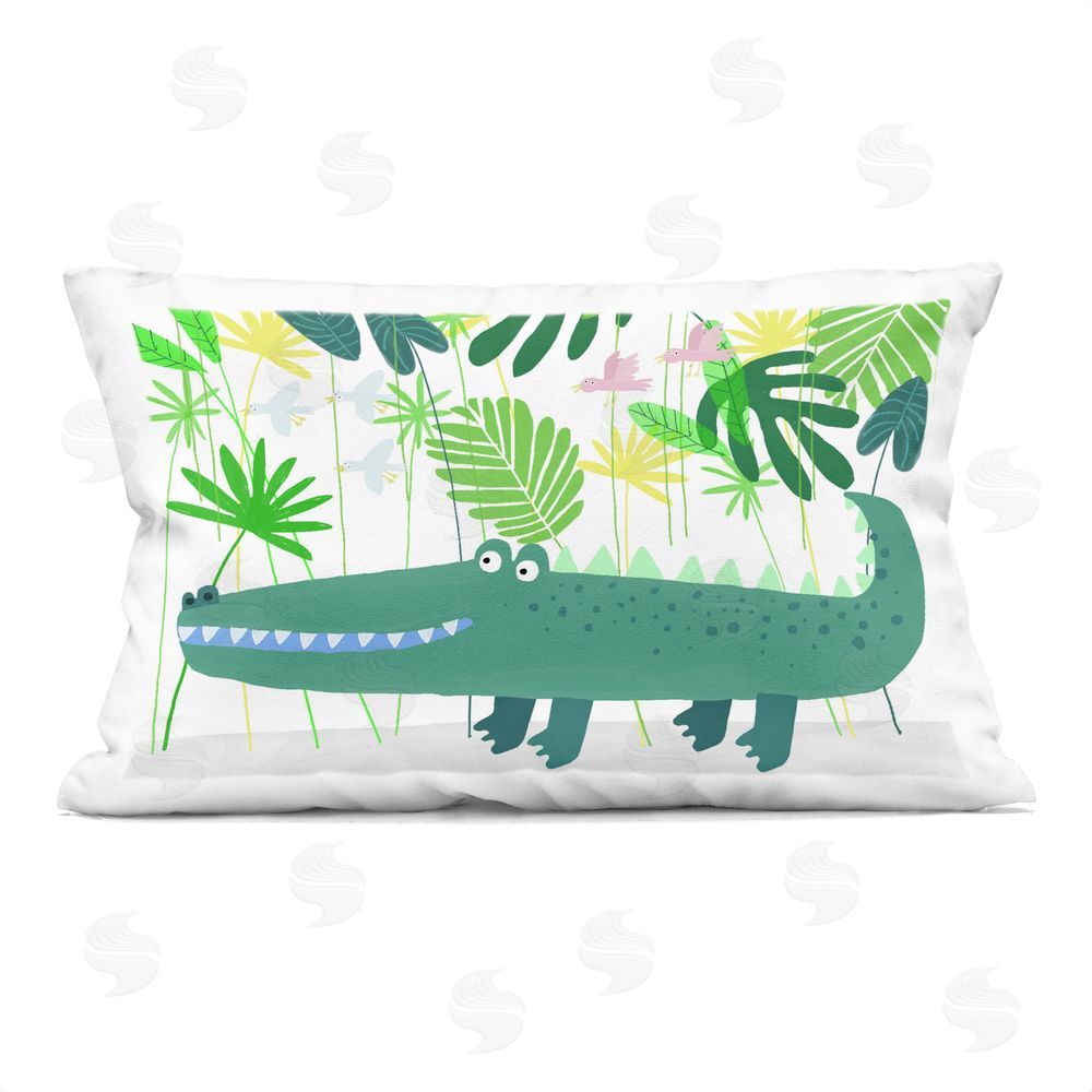 Carla Daly Crocodile Jungle & Leaves Printed Throw Pillow