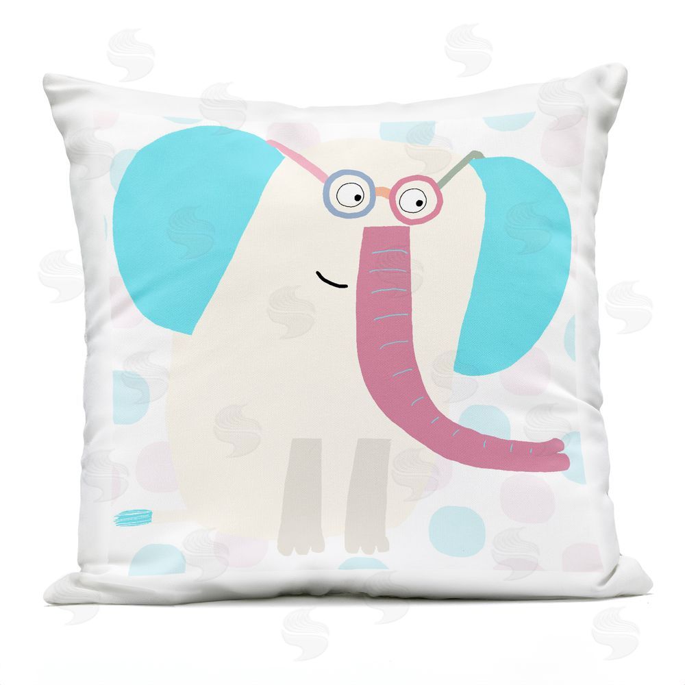 Carla Daly Electric Blue Elephant Outdoor Printed Throw Pillow
