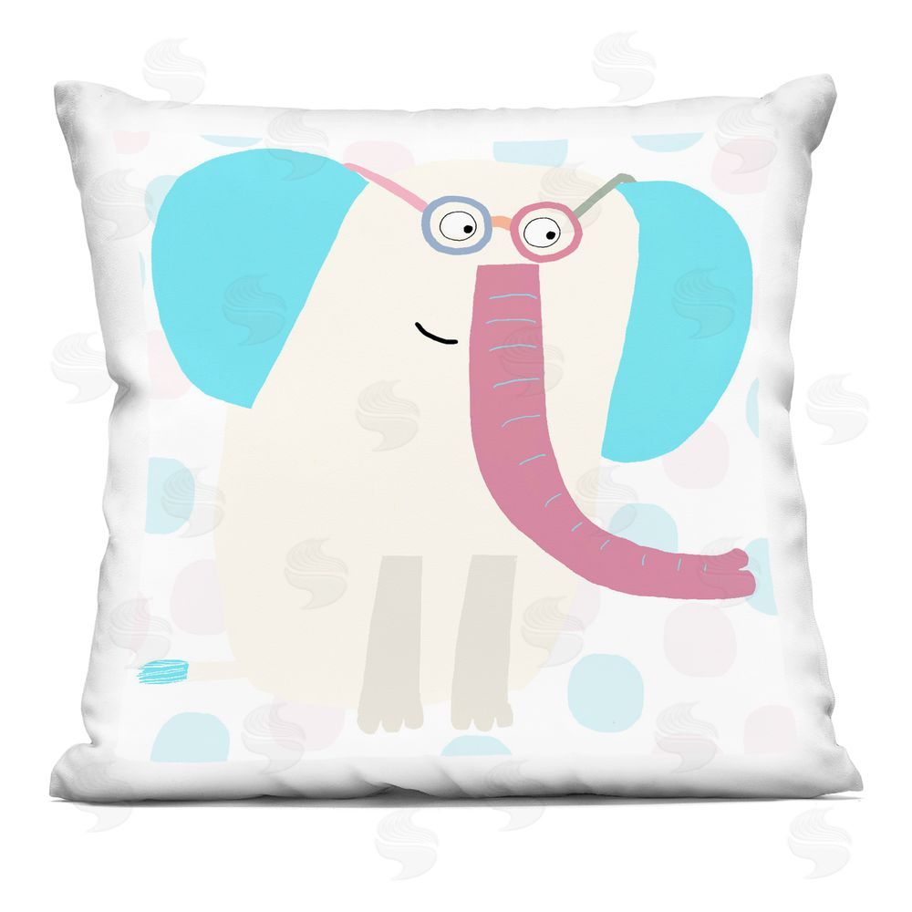 Carla Daly Electric Blue Elephant Printed Throw Pillow