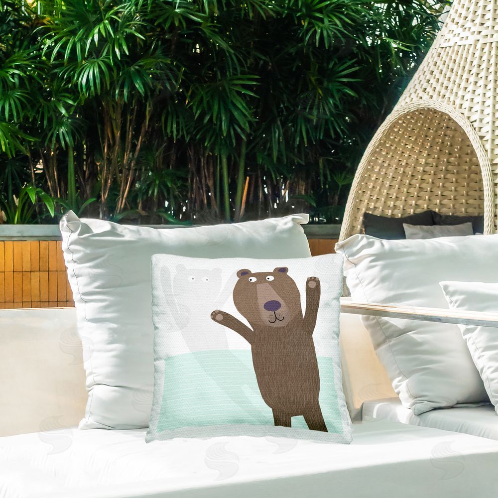 Carla Daly Whimsical Bear Shadow Outdoor Printed Throw Pillow on Patio