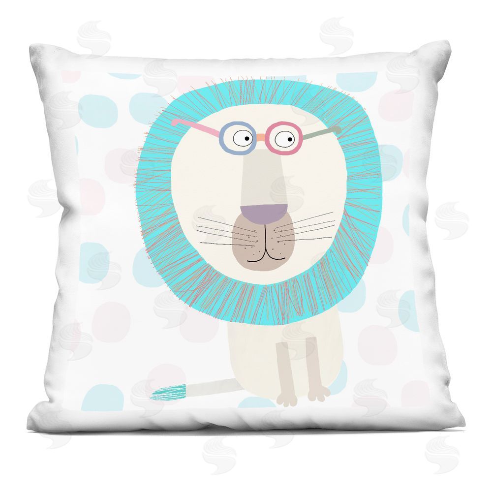 Carla Daly Electric Blue Lion Printed Throw Pillow