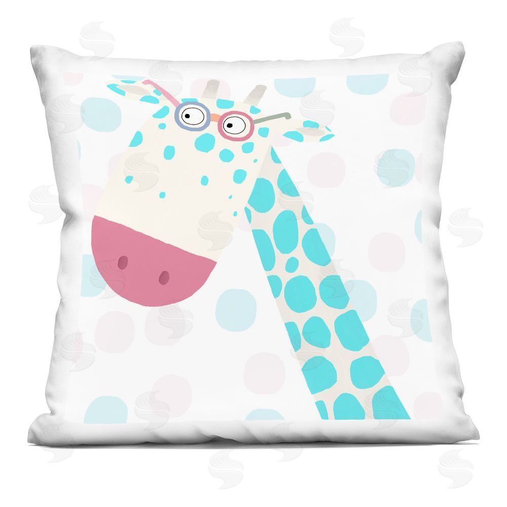 Carla Daly Electric Blue Giraffe Printed Throw Pillow