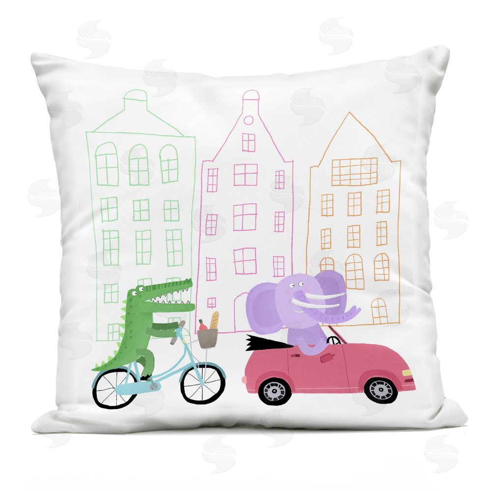 Carla Daly Amsterdam Buildings & Animals Outdoor Printed Throw Pillow