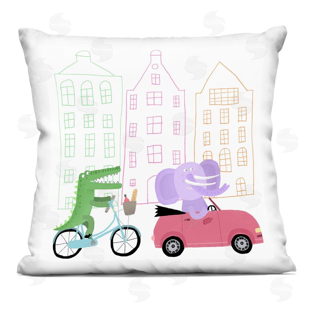 Carla Daly Amsterdam Buildings & Animals Printed Throw Pillow