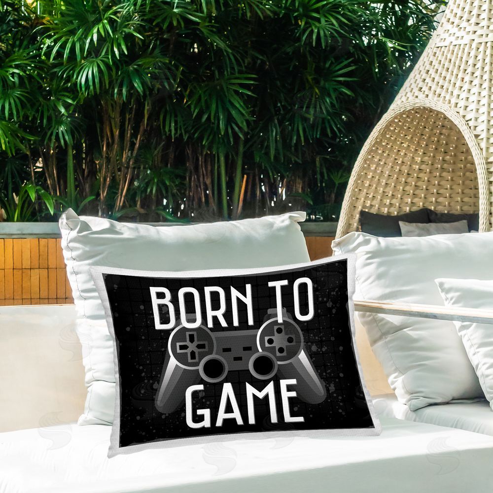 Kim Allen Born To Game Retro Printed Throw Pillow on Patio