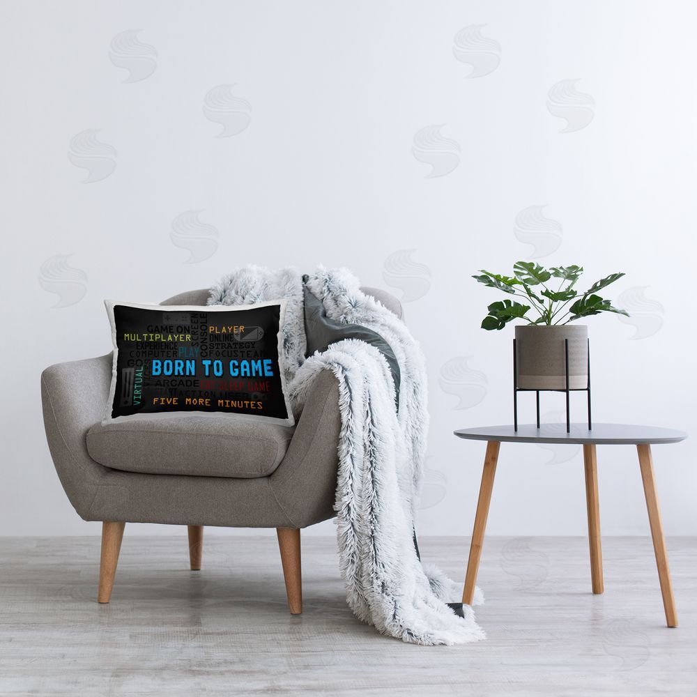 Kim Allen Born To Game Arcade Printed Throw Pillow in Room
