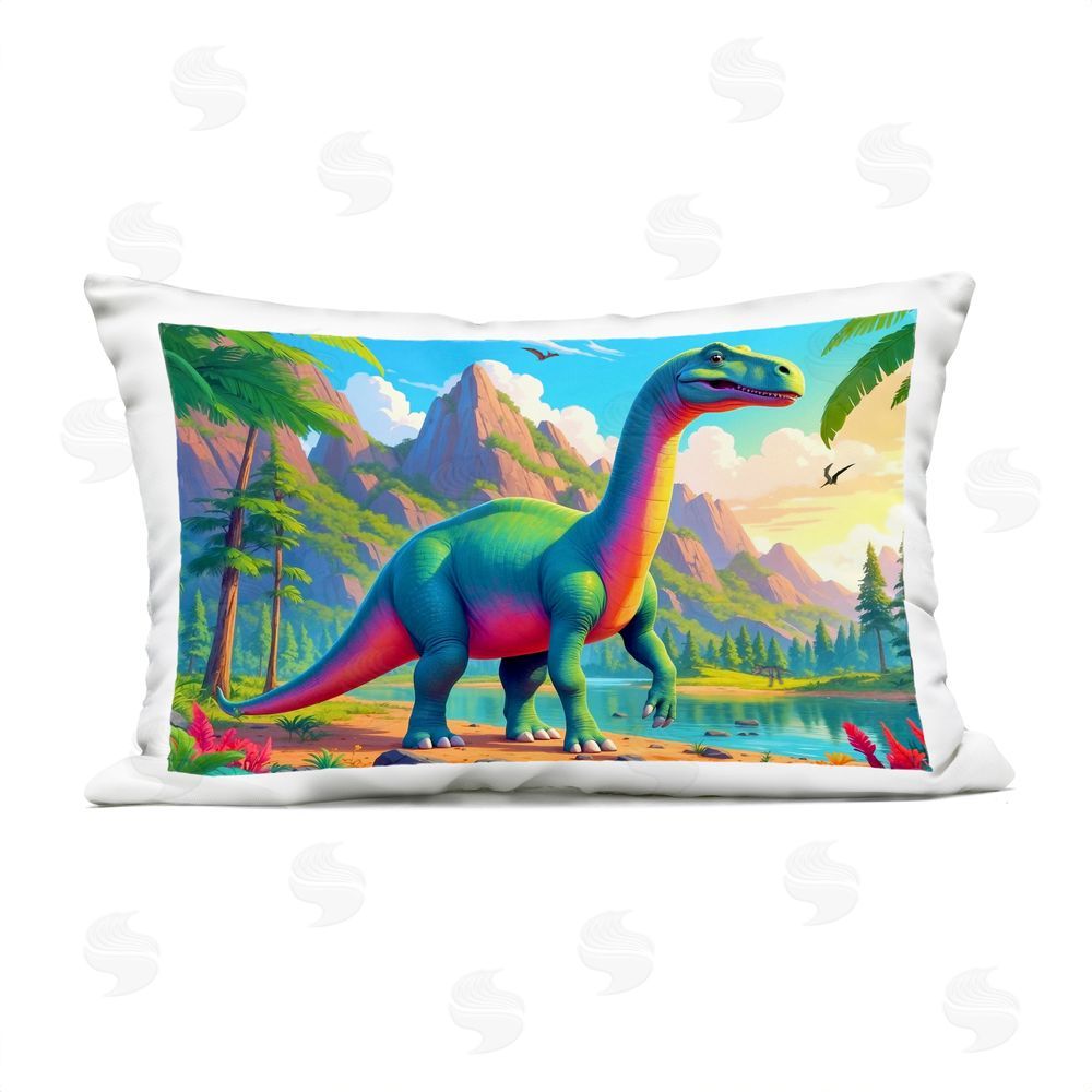 Tabz Jones Vibrant Brontosaurus by River Outdoor Printed Throw Pillow