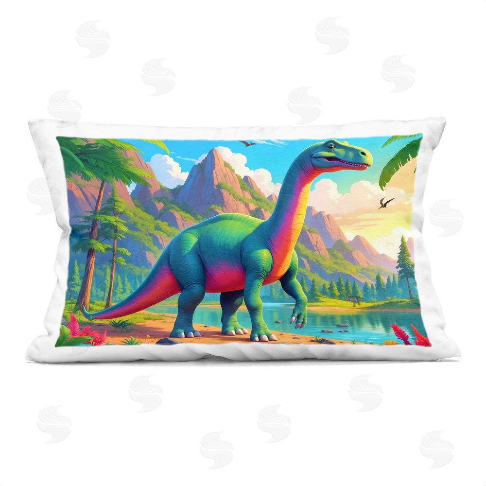 Tabz Jones Vibrant Brontosaurus by River Printed Throw Pillow