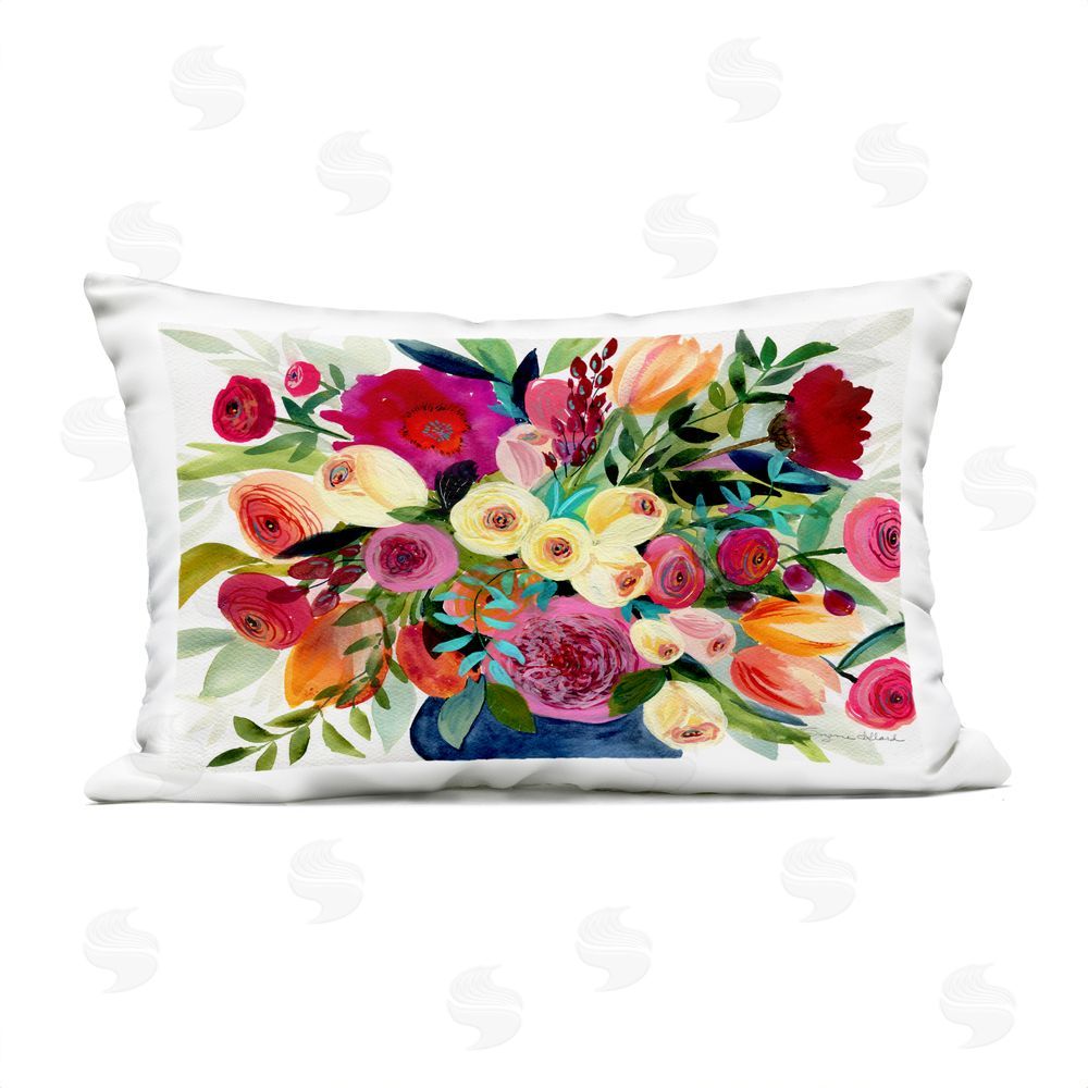 Suzanne Allard Morning Joy Bouquet Outdoor Printed Throw Pillow