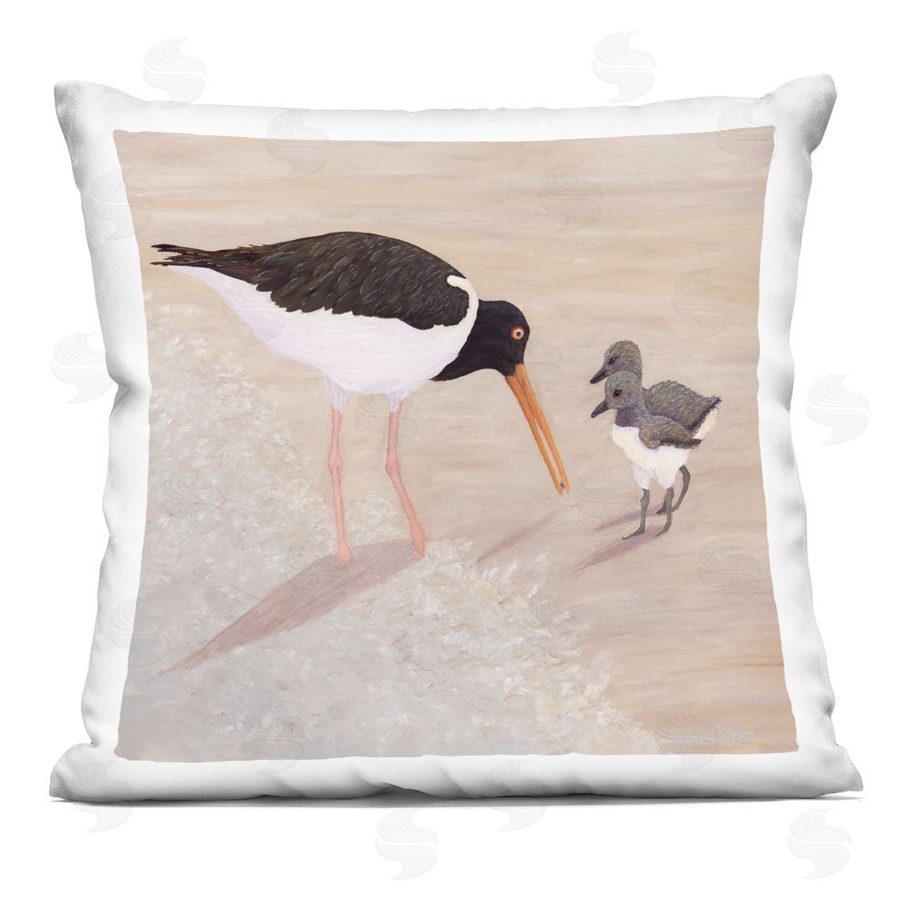 Barbara Fallenbaum American Oyster Catcher & Chicks Printed Throw Pillow