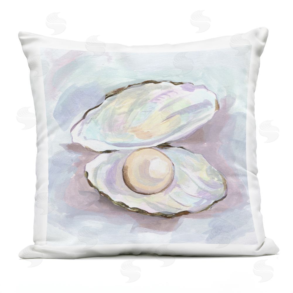 Melissa Wang Silent Opal Clam Pearl Outdoor Printed Throw Pillow