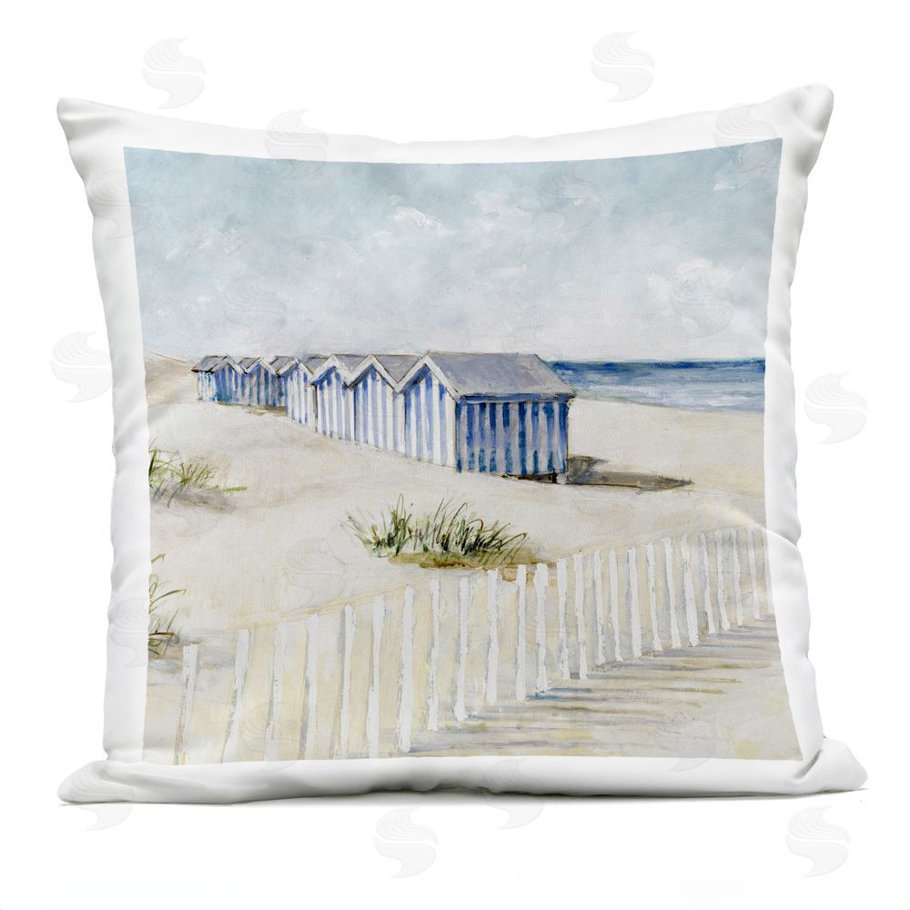 Lorenzo Collective Vintage Coastline Nautical Shacks Outdoor Printed Throw Pillow
