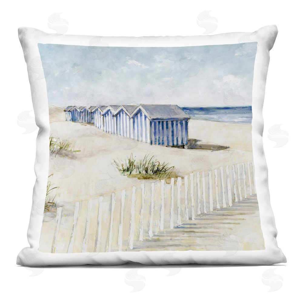 Lorenzo Collective Vintage Coastline Nautical Shacks Printed Throw Pillow