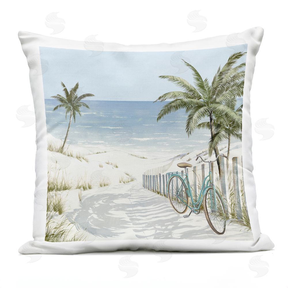 Lorenzo Collective Beach Bike Coastal Scene Outdoor Printed Throw Pillow