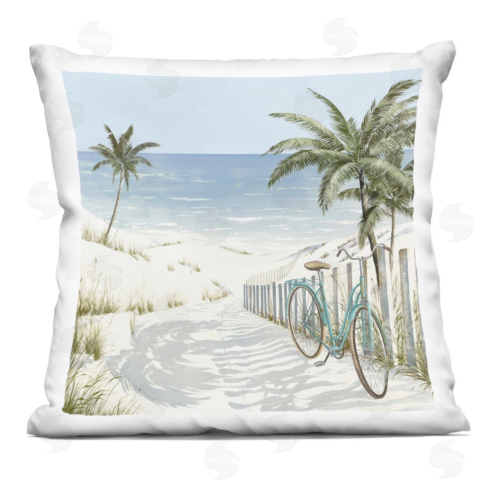 Lorenzo Collective Beach Bike Coastal Scene Printed Throw Pillow