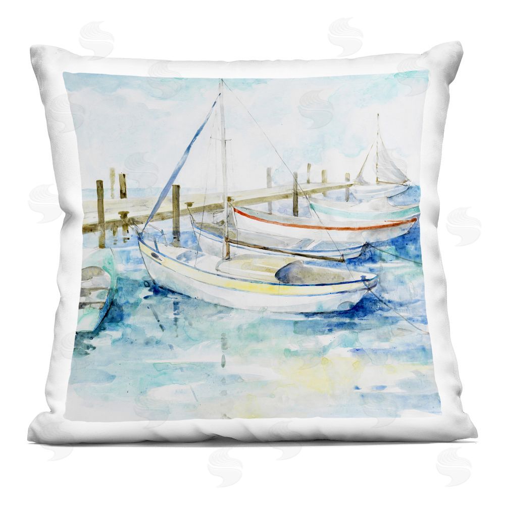 Lorenzo Collective Docked Sails on Stormy Seas Printed Throw Pillow