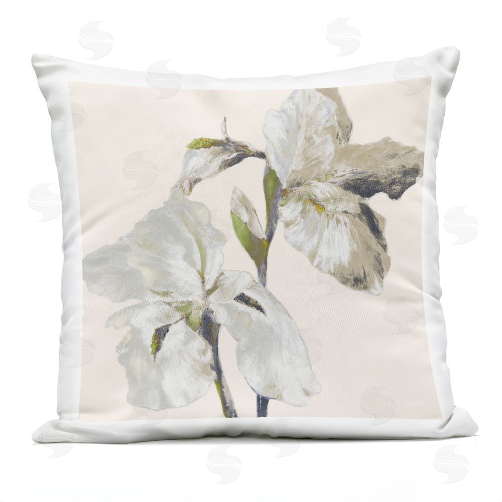 Lanie Loreth Neutral Irises at Dawn Outdoor Printed Throw Pillow