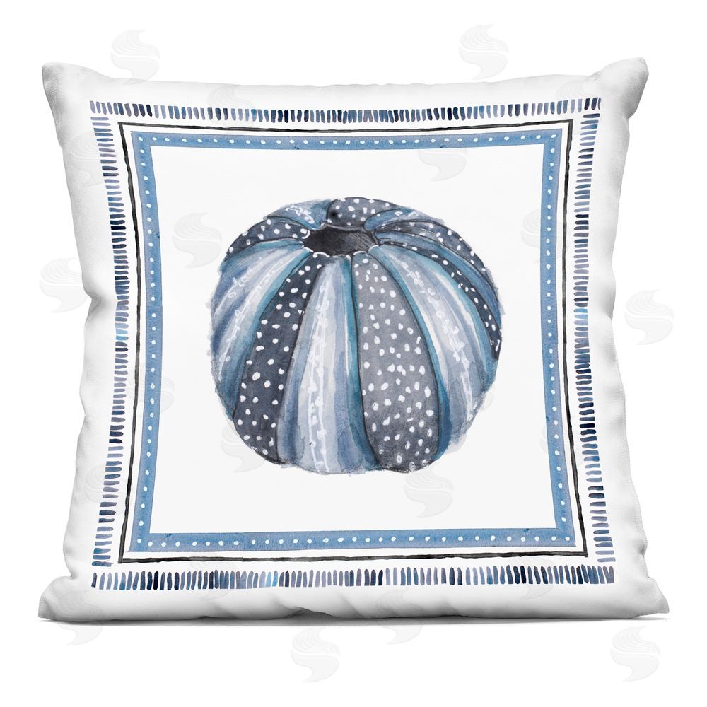 Lanie Loreth Blue Bordered Sea Urchin Printed Throw Pillow