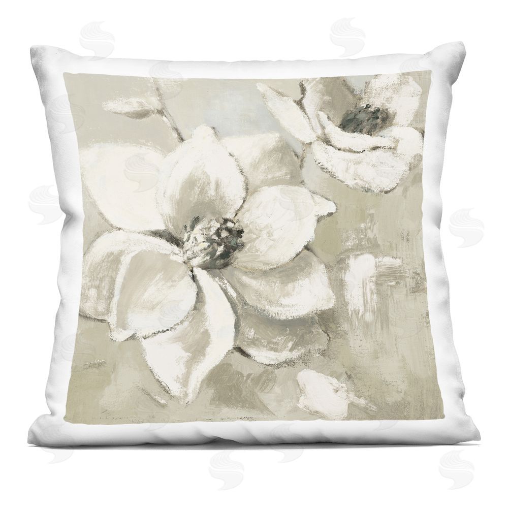 Lanie Loreth Neutral Dawn Magnolias Printed Throw Pillow
