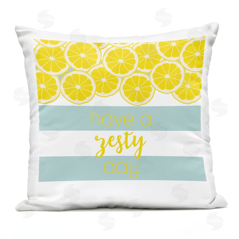 Anna Quach Zesty Citrus with Stripes Outdoor Printed Throw Pillow