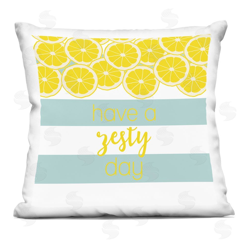 Anna Quach Zesty Citrus with Stripes Printed Throw Pillow