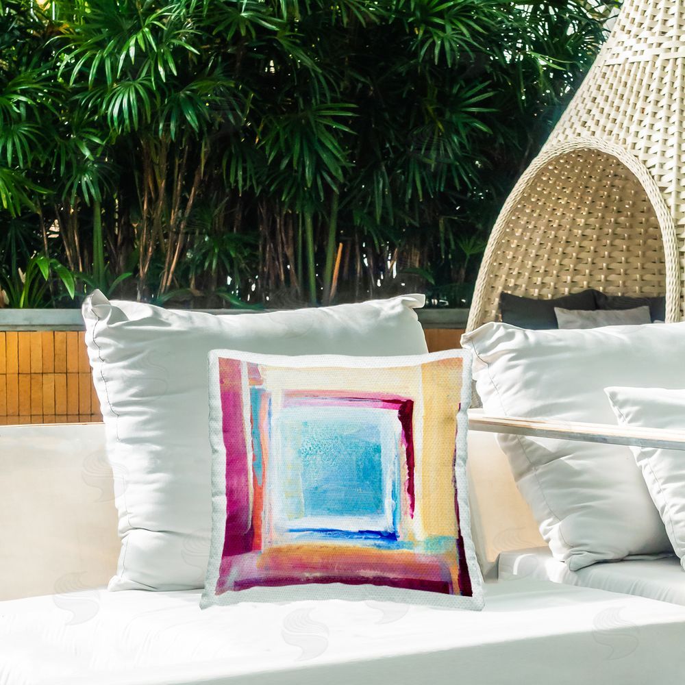 Lanie Loreth Contemporary Brand New Day Outdoor Printed Throw Pillow on Patio
