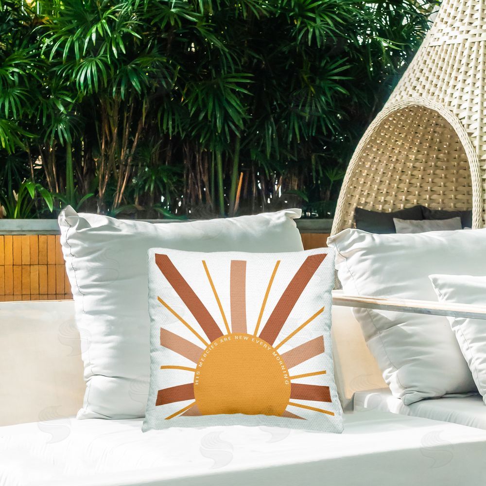 SD Graphics Studio His Mercies Every Morning Outdoor Printed Throw Pillow on Patio