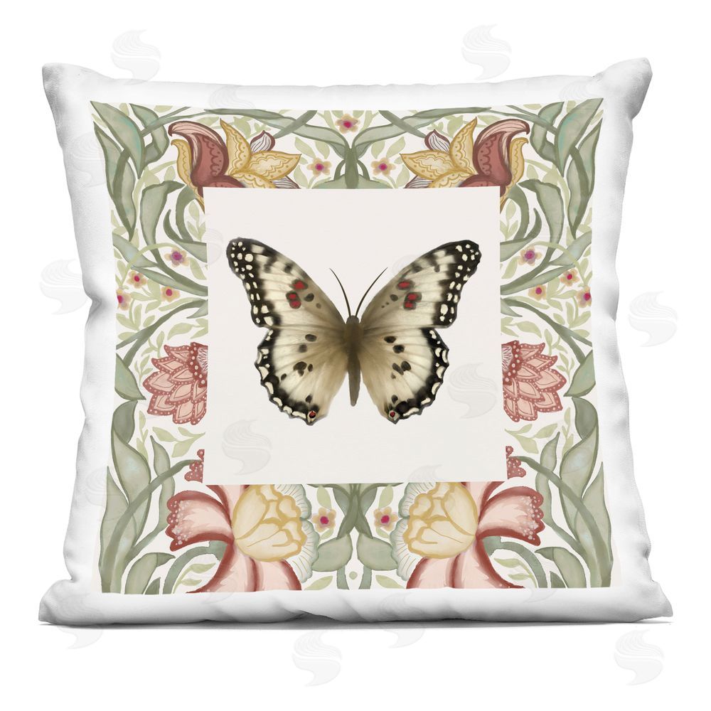Elizabeth Medley Earthy Vintage Butterfly Florals Printed Throw Pillow