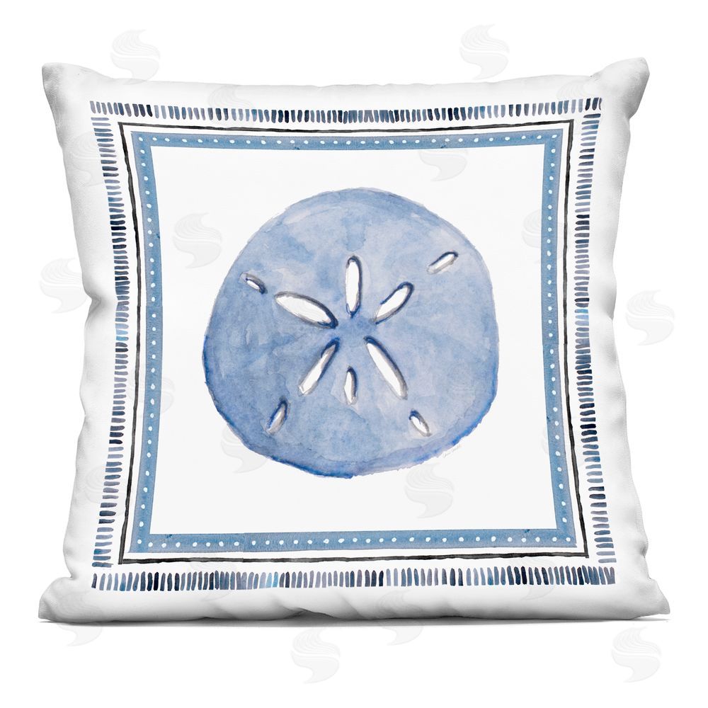 Lanie Loreth Blue Bordered Sand Dollar Printed Throw Pillow