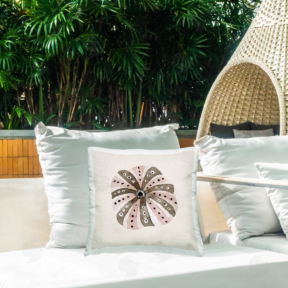Lanie Loreth Striped Sea Urchin Outdoor Printed Throw Pillow on Patio