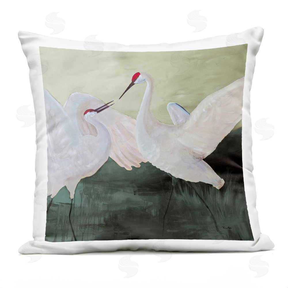 Robin Maria White Sandhill Cranes Outdoor Printed Throw Pillow