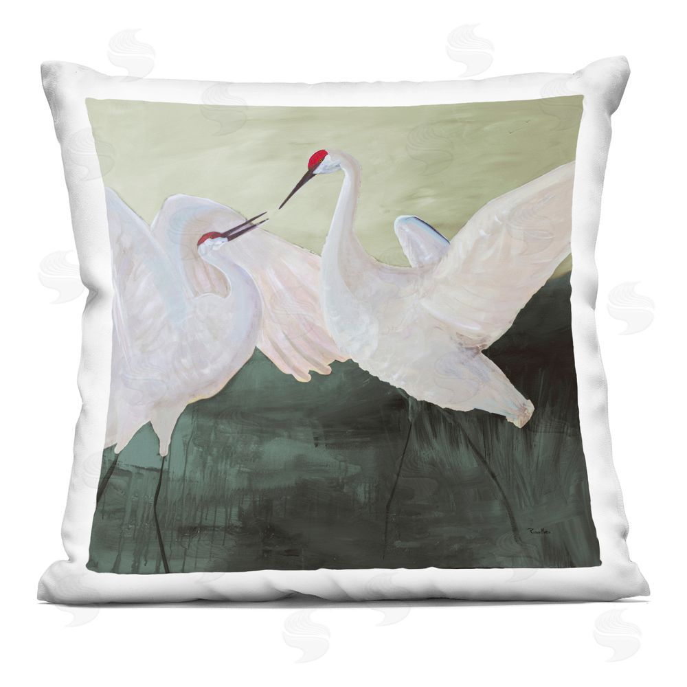 Robin Maria White Sandhill Cranes Printed Throw Pillow