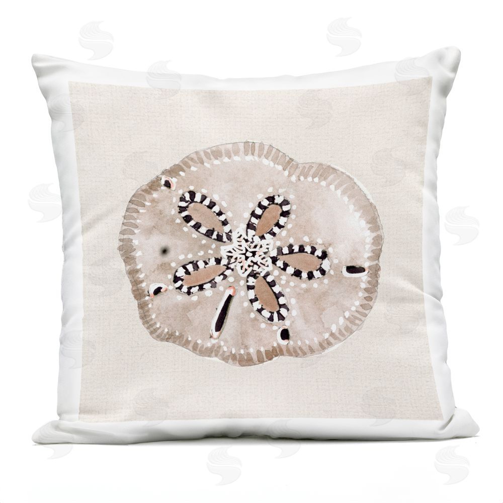 Lanie Loreth Beige Sand Dollar Details Outdoor Printed Throw Pillow